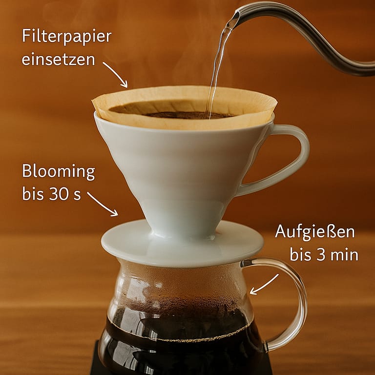V60 Handfilter Pour Over Kaffee Zubereitung – Barista-Qualität im Liquid Beans Café Bietigheim-Bissingen